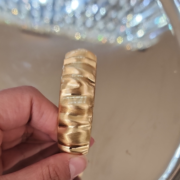 Gold Textured Bangle Bracelet - Picture 5 of 10
